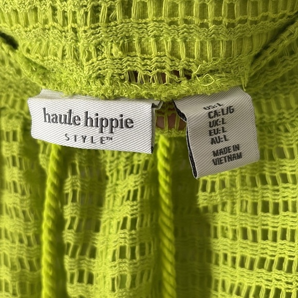 Haute Hippie Pants Size Large Swim Coverup Pool Beach Knit Crochet Pockets A22 - Picture 4 of 7